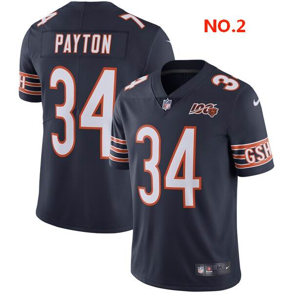 Men's Chicago Bears #34 Walter Payton Nike jersey 100th Navy;